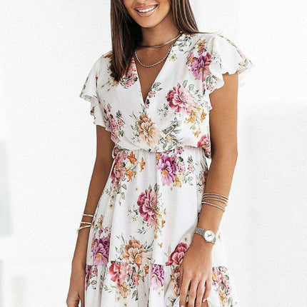 Ethereal V Neck Ruffle Mini Dress Daydress Europe EU - Très Elite