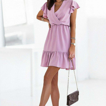 Ethereal V Neck Ruffle Mini Dress Daydress Europe EU - Très Elite