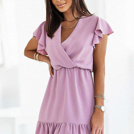 Ethereal V Neck Ruffle Mini Dress Daydress Europe EU - Très Elite
