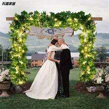 Ethereal Vine Wonderland: Premium Faux Rattan Garland with LED Illuminated Leaves - Très Elite