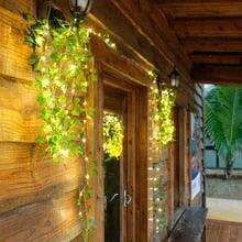 Ethereal Vine Wonderland: Premium Faux Rattan Garland with LED Illuminated Leaves - Très Elite