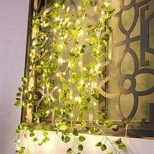 Ethereal Vine Wonderland: Premium Faux Rattan Garland with LED Illuminated Leaves - Très Elite