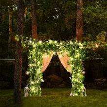 Ethereal Vine Wonderland: Premium Faux Rattan Garland with LED Illuminated Leaves - Très Elite