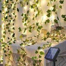Ethereal Vine Wonderland: Premium Faux Rattan Garland with LED Illuminated Leaves - Très Elite