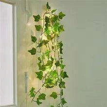 Ethereal Vine Wonderland: Premium Faux Rattan Garland with LED Illuminated Leaves - Très Elite