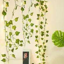 Ethereal Vine Wonderland: Premium Faux Rattan Garland with LED Illuminated Leaves - Très Elite
