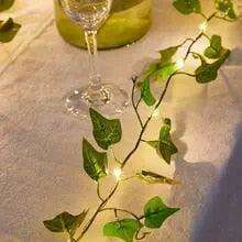 Ethereal Vine Wonderland: Premium Faux Rattan Garland with LED Illuminated Leaves - Très Elite