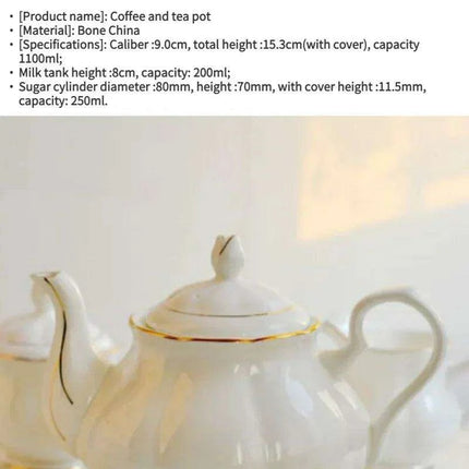 European Elegance: Luxury Bone China Tea and Coffee Set with Phnom Penh Teapot - Très Elite
