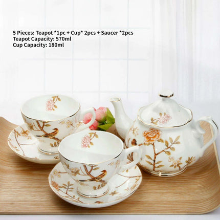 European Royal Gold-Trimmed Bone China Tea and Coffee Set - Opulent Afternoon Tea Collection - Très Elite