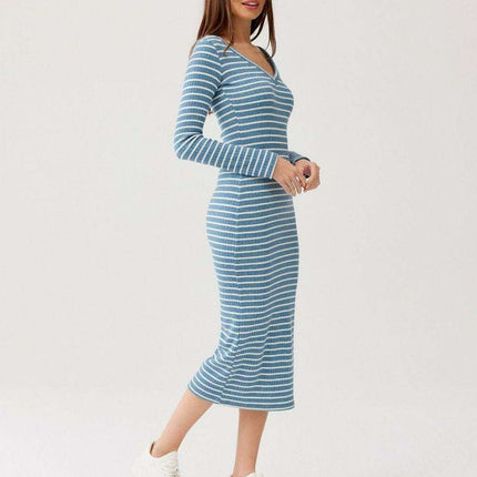 Eva Striped Knit Midi Dress: The Ideal Blend of Fashion and Ease - Très Elite