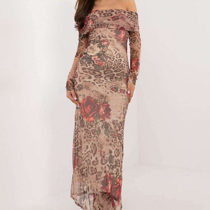 Evening Dress Model 202389 With Delicate Floral Pattern - Très Elite