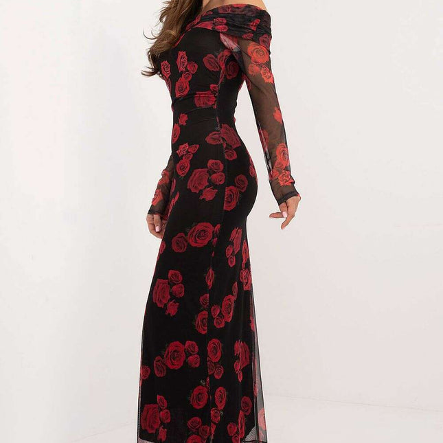 Evening Dress Model 202389 With Delicate Floral Pattern - Très Elite