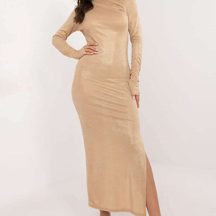 Evening Dress Model 203297 Beige Maxi Pencil Silhouette - Très Elite