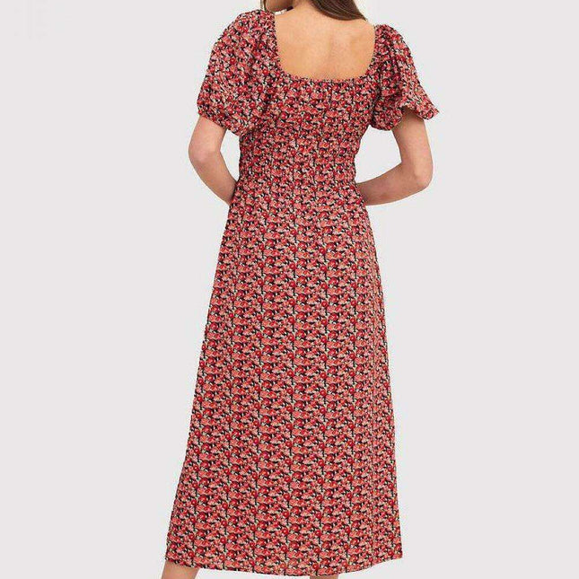 Everyday Elegance: Red Floral Midi Dress by Ax Paris