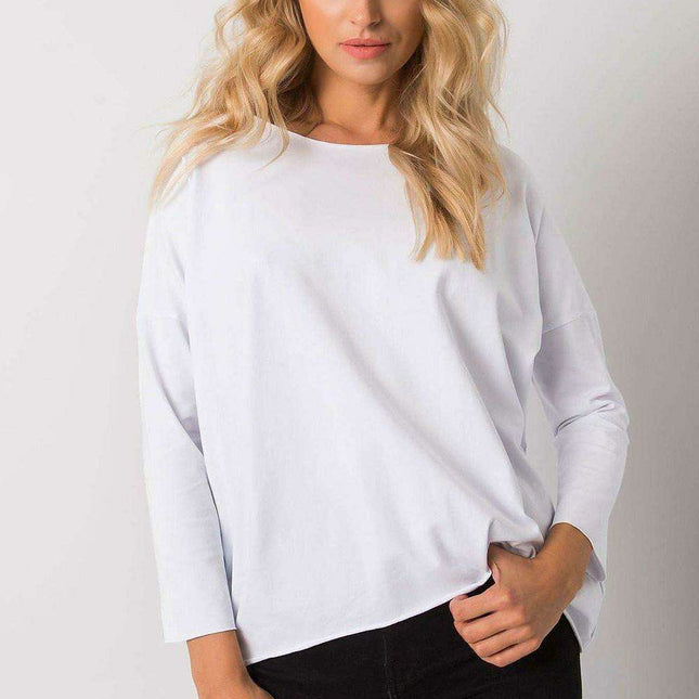 Everyday Elegance White Cotton Blend Blouse