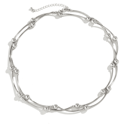 Exaggerated round punk collarbone chain Geometric beads Beaded necklace - Très Elite