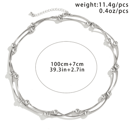 Exaggerated round punk collarbone chain Geometric beads Beaded necklace - Très Elite