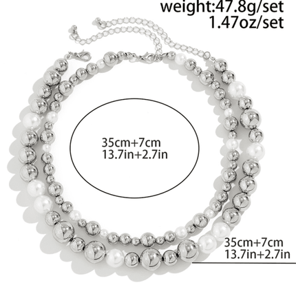 Exaggerated round punk collarbone chain Geometric beads Beaded necklace - Très Elite