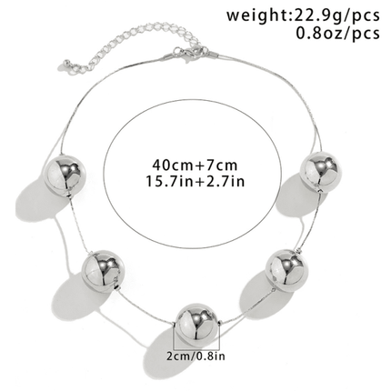 Exaggerated round punk collarbone chain Geometric beads Beaded necklace - Très Elite