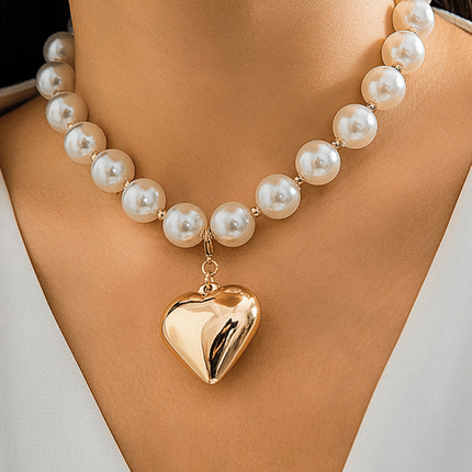 Exaggerated round punk collarbone chain Geometric beads Beaded necklace - Très Elite