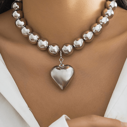 Exaggerated round punk collarbone chain Geometric beads Beaded necklace- Très Elite- Très Elite