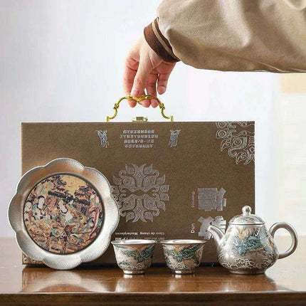 Exquisite Authentic Gilded Porcelain Mug Silver Tea Set – The Ultimate Gift for Special Occasions - Très Elite