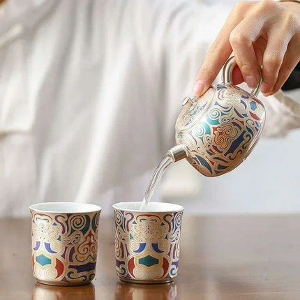 Exquisite Authentic Gilded Porcelain Mug Silver Tea Set – The Ultimate Gift for Special Occasions - Très Elite