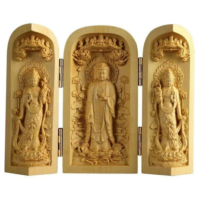 Exquisite Boxwood Carving of Thousand-Handed Guanyin with Elegant Packaging - Très Elite