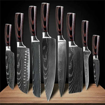 Exquisite Damascus Steel Chef Knife Collection - 1-10Pcs Japanese Santoku and Utility Knives for Culinary Excellence..