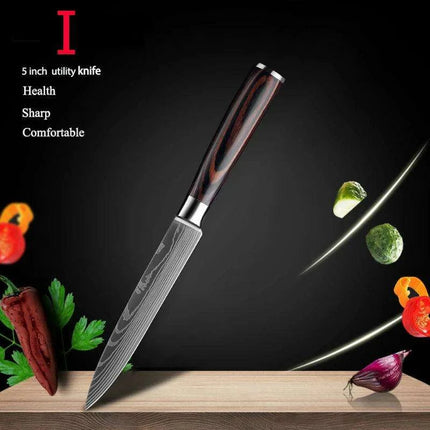 Exquisite Damascus Steel Chef Knife Collection - 1-10Pcs Japanese Santoku and Utility Knives for Culinary Excellence..