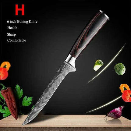 Exquisite Damascus Steel Chef Knife Collection - 1-10Pcs Japanese Santoku and Utility Knives for Culinary Excellence..