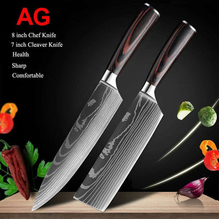 Exquisite Damascus Steel Chef Knife Collection - 1-10Pcs Japanese Santoku and Utility Knives for Culinary Excellence..