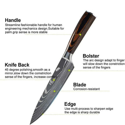 Exquisite Damascus Steel Chef Knife Collection - 1-10Pcs Japanese Santoku and Utility Knives for Culinary Excellence..