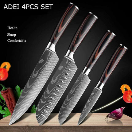 Exquisite Damascus Steel Chef Knife Collection - 1-10Pcs Japanese Santoku and Utility Knives for Culinary Excellence..