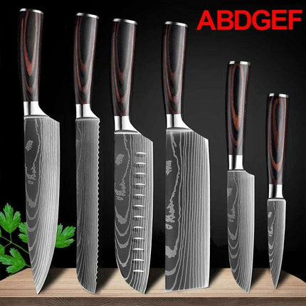 Exquisite Damascus Steel Chef Knife Collection - 1-10Pcs Japanese Santoku and Utility Knives for Culinary Excellence..