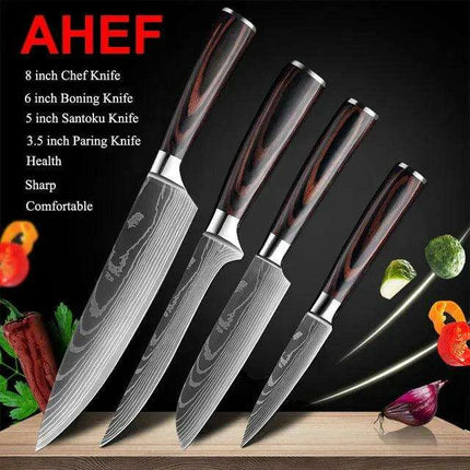 Exquisite Damascus Steel Chef Knife Collection - 1-10Pcs Japanese Santoku and Utility Knives for Culinary Excellence..