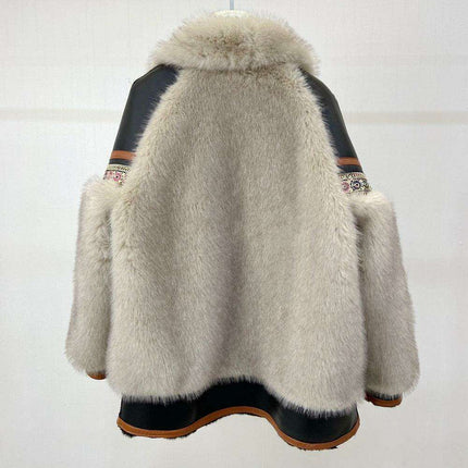Exquisite Embroidered Plush Fur Coat for Stylish Women - Très Elite
