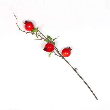 Exquisite Faux Pomegranate Floral Branch for Year-Round Home Elegance - Très Elite