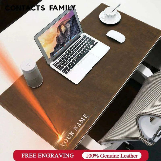 Exquisite Genuine Cowhide Leather Extra-Large Mouse Pad - Elegant Desk Mat for Gamers & Professionals