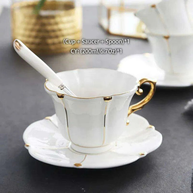 Exquisite Gold Pearl Bone China Coffee Set for Luxurious Entertaining