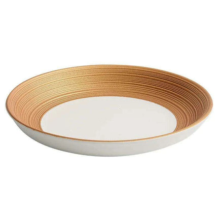 Exquisite Gold-Trimmed Ceramic Dinner Plates for Sophisticated Dining Events - Très Elite