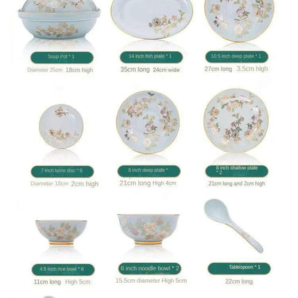 Exquisite Green Porcelain Chinese Dining Set - Ideal for Entertaining and Gifting..