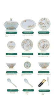 Exquisite Green Porcelain Chinese Dining Set - Ideal for Entertaining and Gifting - Très Elite