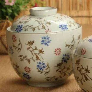 Exquisite Hand-Painted Japanese Porcelain Stew Bowl Set with Lids - Très Elite