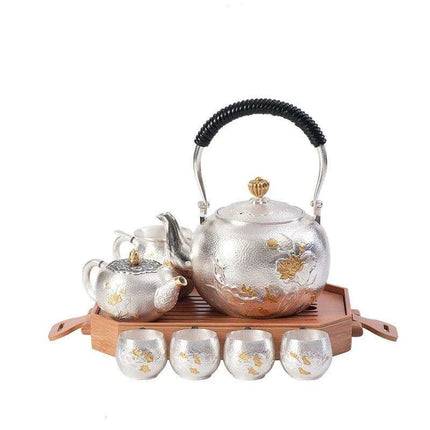 Exquisite Handcrafted Silver Kung Fu Tea Set - Très Elite