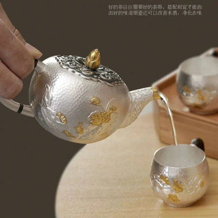 Exquisite Handcrafted Silver Kung Fu Tea Set - Très Elite