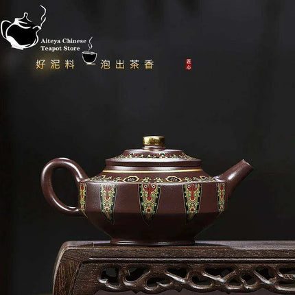 Exquisite Handmade Purple Clay Teapot - Shining Star Design, 380ml Kung Fu Tea Set - Très Elite