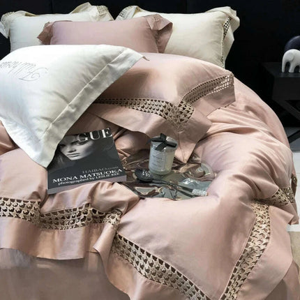 Exquisite Houndstooth Egyptian Cotton Luxury Bedding Collection - Duvet Cover, Sheets & Pillowcases, 100S Quality- Très Elite- Très Elite