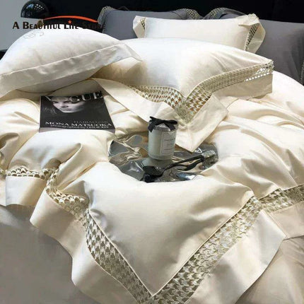 Exquisite Houndstooth Egyptian Cotton Luxury Bedding Collection - Duvet Cover, Sheets & Pillowcases, 100S Quality - Très Elite