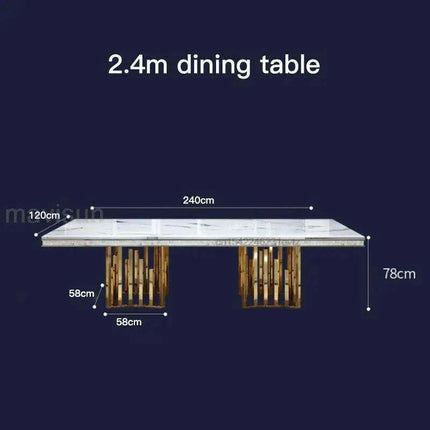 Exquisite Italian-Inspired White Marble Dining Set with Sleek Stainless Steel Chairs - Limited Edition- Très Elite- Très Elite